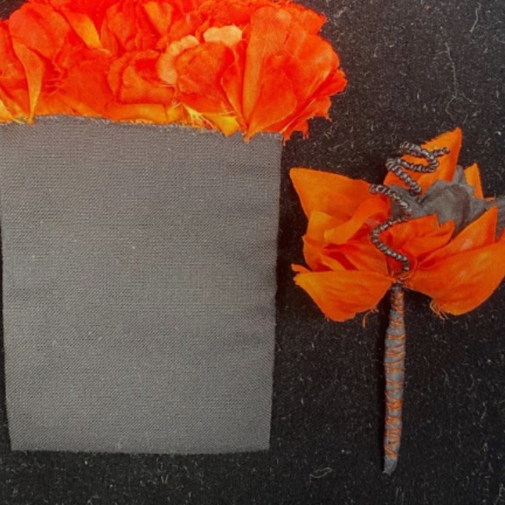 Matching Pocket Square and Boutonniere